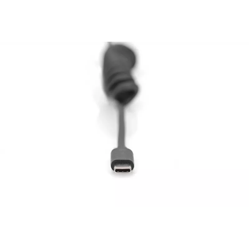 DIGITUS USB-C uz USB-C spirāles kabelis, TPU USB 2.0, PD60W Max; 1m