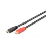 DIGITUS ASSMANN HDMI High Speed savienojuma kabelis, tips A, ar pastiprinātāju, M/M, 10m Full HD, CE, zelts melns