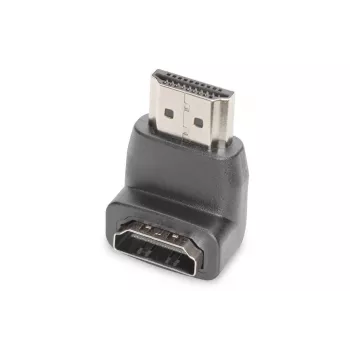 DIGITUS HDMI adapter, Type A, 90° leņķa M/F, Ultra HD 60p, melns zelts