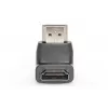 DIGITUS HDMI adapter, Type A, 90° leņķa M/F, Ultra HD 60p, melns zelts