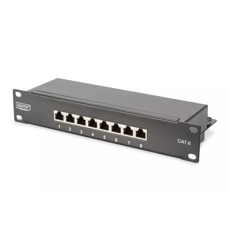 DIGITUS DN-10-SET-1 10 collu tīkla komplekts – 6U skapis, plaukts, PDU, 8 portu slēdzis, CAT6 sadales panelis