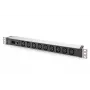 DIGITUS 1U Alumīnija PDU sloksne 9x C13 10A 230VAC 50/60Hz IEC C14 ieeja 10A drošinātājs