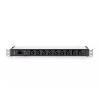 DIGITUS 1U Alumīnija PDU sloksne 9x C13 10A 230VAC 50/60Hz IEC C14 ieeja 10A drošinātājs