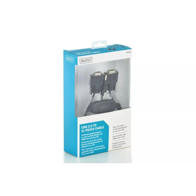 DIGITUS USB 2.0 uz 2x RS232 kabelis 1.5m