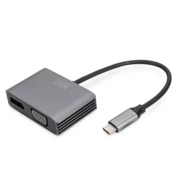 DIGITUS USB-C uz DisplayPort + VGA grafiskais adapteris 4K