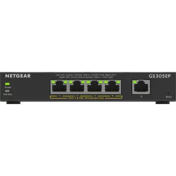 NETGEAR 5-Portu Gigabitu Ethernet PoE+ Plus Slēdzis (GS305EP) Pārvaldāms L2/L3