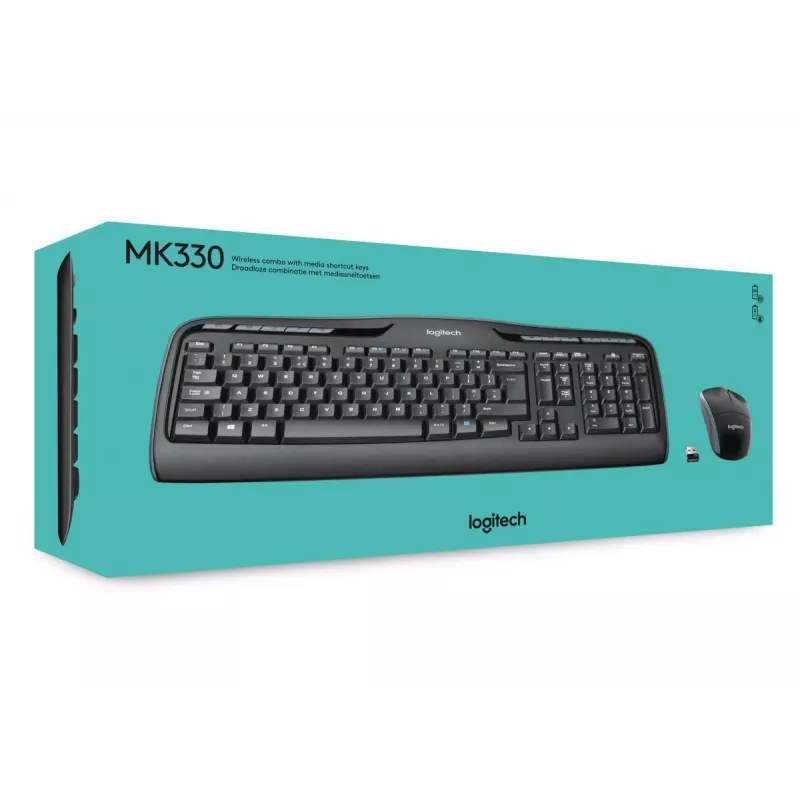 Logitech bezvadu komplekts MK330 — QWERTY starptautiskais Ziemeļeiropa