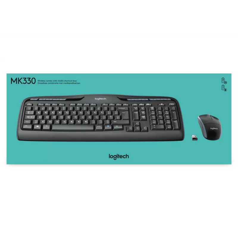 Logitech bezvadu komplekts MK330 — QWERTY starptautiskais Ziemeļeiropa