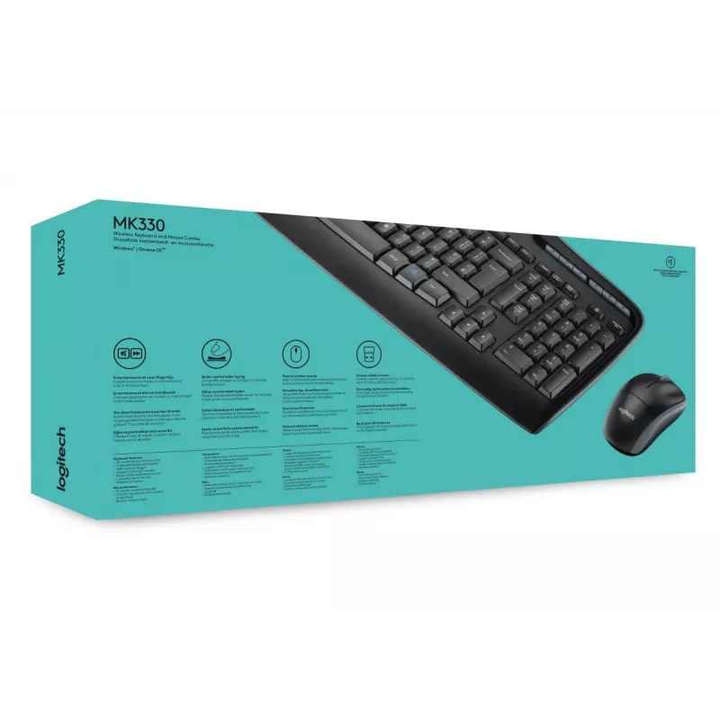 Logitech bezvadu komplekts MK330 — QWERTY starptautiskais Ziemeļeiropa