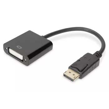DIGITUS ASSMANN DisplayPort adaptera kabelis, DP - DVI (24+5) M/F, 15cm ar fiksatoru, DP 1.2 saderīgs, melns
