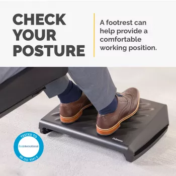 Fellowes Breyta kāju balsts zem galda - ergonomisks kāju atbalsts ar teksturētu virsmu - melns