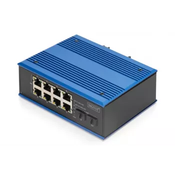 DIGITUS Industrial 8+2 Portu Gigabit Ethernet PoE Slēdzis 8 Porti GE PoE RJ45 2 GE SFP Porti