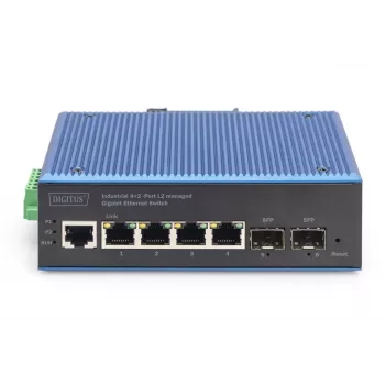 DIGITUS Industriālais 4+2 portu L2 pārvaldāms Gigabit Ethernet slēdzis 4xGE RJ45 + 2 SFP porti