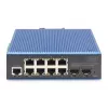 DIGITUS Industriālais 8+2 portu Gigabit L2 pārvaldītais PoE slēdzis 8xGE RJ45 + 2 SFP porti IEEE802.3at (30W)