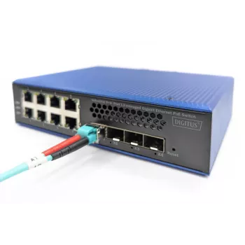 DIGITUS Industriālais 8+4SFP+ Port L2 pārvaldāms Gigabit Ethernet PoE slēdzis 8x GE RJ45 +4 SFP+ Ports PoE