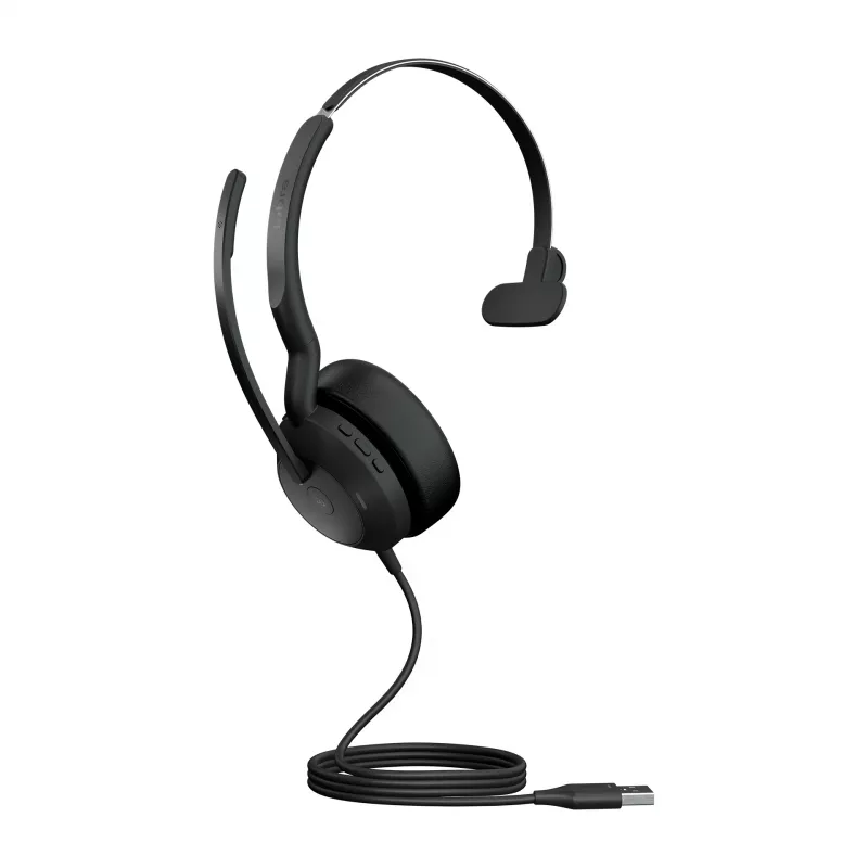 Jabra Evolve2 50 USB-A MS Mono austiņa ar mikrofonu, vadu un Bluetooth, 20 - 20000 Hz, birojam / zvanu centram, 99 g, melna