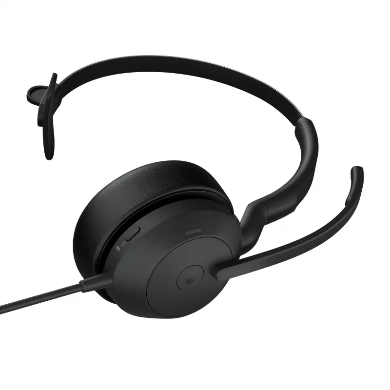 Jabra Evolve2 50 USB-A MS Mono austiņa ar mikrofonu, vadu un Bluetooth, 20 - 20000 Hz, birojam / zvanu centram, 99 g, melna