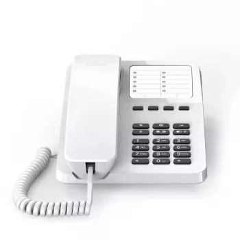 Gigaset DESK 400 baltais vadu telefons ar 10 ātrās zvanīšanas ierakstiem