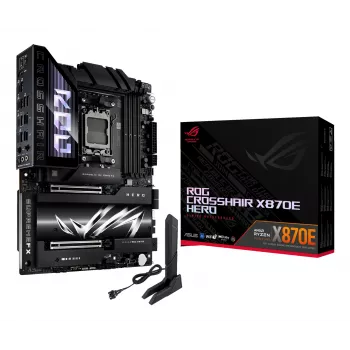 Mātesplate ASUS ROG CROSSHAIR X870E HERO — AMD X870E, Socket AM5, ATX, 4× DDR5 DIMM, 192 GB, Wi‑Fi 7, Bluetooth 5.4