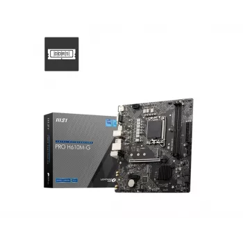 Mātesplate MSI PRO H610M-G — Intel H610, LGA 1700, micro ATX, DDR5, 2 DIMM, līdz 96 GB, M.2, SATA III, HDMI 2.1, DisplayPort 1.4
