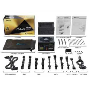 SEASONIC Focus GX barošanas bloks 750 W 20+4 Pin ATX ATX Melns