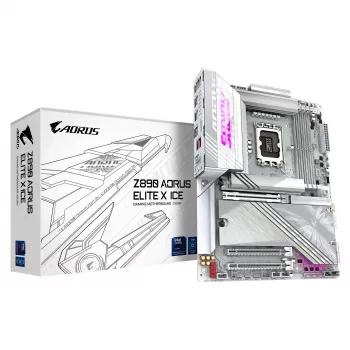 GIGABYTE Z890 AORUS ELITE X ICE Mātesplate - Atbalsta Intel Core Ultra (2. sērija) CPU, 16+1+2 fāzes VRM, līdz 9500MHz DDR5 (OC), 1xPCIe 5.0 + 4xPCIe 4.0, Wi-Fi 7, 2.5GbE LAN, Thunderbolt 4