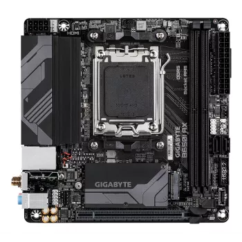 Mātesplate GIGABYTE B650I AX - AMD Ryzen 9000 sērijas CPU, 5+2+1 fāžu VRM, līdz 6400MHz DDR5 (OC), 1xPCIe 4.0 M.2, 2.5GbE LAN, WIFI 6E, USB 3.2 Gen 2