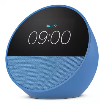 Viedais skaļrunis ar displeju Amazon Echo Spot — 2,83 collu (7,19 cm) 320×240, MediaTek CPU, Wi‑Fi a/b/g/n/ac, 2,1 W skaļrunis, zils