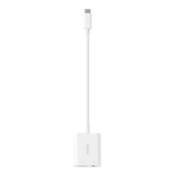 BELKIN Charge Adapter Rockstar 3.5mm Audio + USB-C Balts