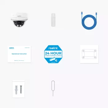 IP drošības kamera Reolink P437 4K kupola, 8 MP 3840x2160, 5x optiskais tālummaiņa, PoE (IEEE 802.3af), IK10, IP67, MicroSD atbalsts līdz 256 GB