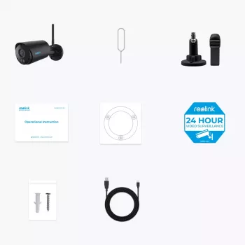 IP drošības kamera Reolink Argus B320-B — 3 MP bezvadu āra lielgabala kamera, baterija/saules, Wi‑Fi, IP65, 2304×1296, H.265, 2‑virzienu audio, microSD līdz 128 GB