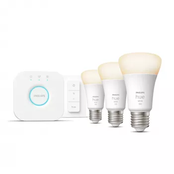Philips Hue White Starter komplekts: 3 E27 viedās spuldzes (1100 lm) + slēdzis-pogas tālvadība
