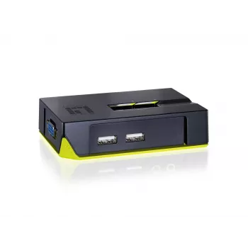 LevelOne KVM-0222 2-portu USB VGA KVM slēdzis, 2048 x 1536 pikseļi, melns, zaļš