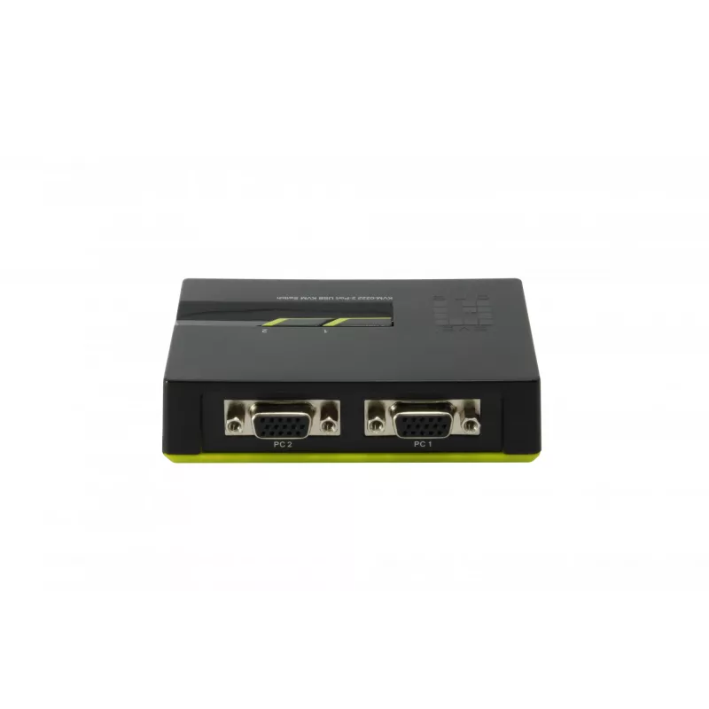 LevelOne KVM-0222 2-portu USB VGA KVM slēdzis, 2048 x 1536 pikseļi, melns, zaļš