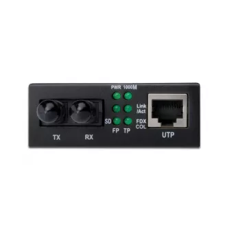 DIGITUS Media Converter, Multimode 10/100/1000Base-T uz 1000Base-SX, ar barošanas bloku, ST savienotājs, līdz 0.5 km