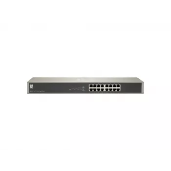 LevelOne 16-Portu Gigabita Slēdzis, Nepārvaldāms, Gigabit Ethernet (10/100/1000), Pilns duplekss, Rack stiprinājums