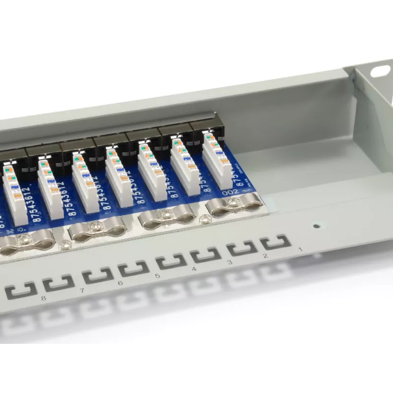 Equip 16-Port Cat.6 Ekranēts Sadales Panelis, Gaiši Pelēks, RJ-45, Zelts, Cat6, Rack stiprinājums, 1U, Pelēks