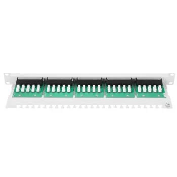 DIGITUS CAT 3 ISDN sadales panelis, neekranēts, 25 porti RJ45, 8P4C, LSA, 1U, stiprināšana statīvā, pelēks RAL 7035