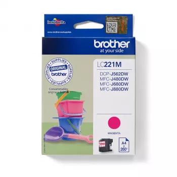Brother LC-221M sarkanā tinte (magenta) 260 lpp DCPJ562DW MFCJ480DW