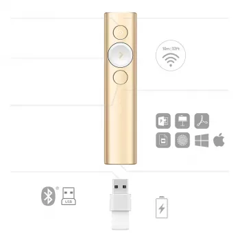 Logitech Spotlight prezentācijas tālvadības pults - Zelts