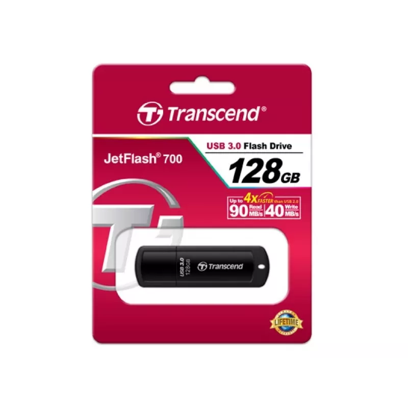 TRANSCEND JetFlash 700 128GB USB 3.0 zibatmiņa melna
