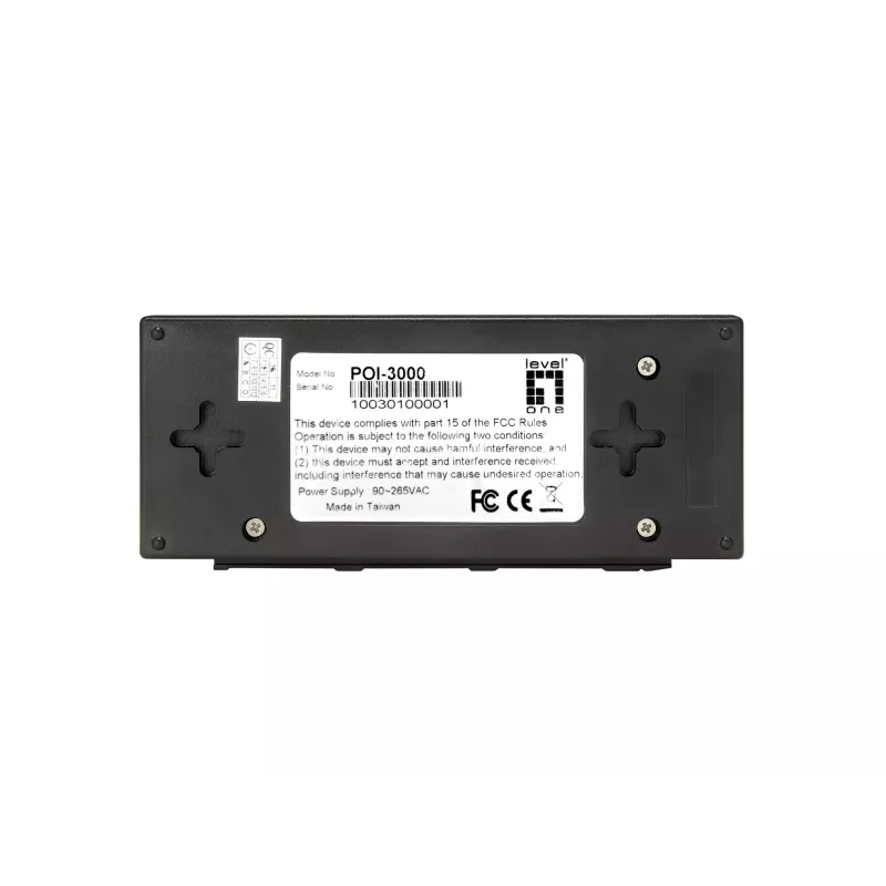 LevelOne POI-3000 Gigabit PoE+ barošanas injektors, 30 W, melns