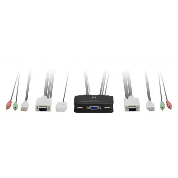 LevelOne KVM-0223 2-portu USB VGA KVM slēdzis ar audio atbalstu, 2048 x 1536 pikseļi, Melns