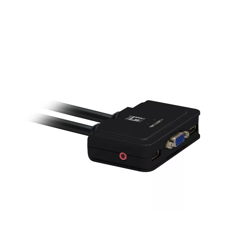 LevelOne KVM-0223 2-portu USB VGA KVM slēdzis ar audio atbalstu, 2048 x 1536 pikseļi, Melns