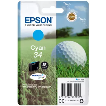 Epson 34 Cyan DURABrite Ultra oriģinālā tintes kasetne (C13T34624010)
