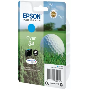 Epson 34 Cyan DURABrite Ultra oriģinālā tintes kasetne (C13T34624010)