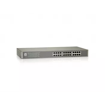 LevelOne 24-Portu Fast Ethernet Slēdzis, Nepārvaldāms, 10/100, Pilns duplekss, Rack stiprinājums