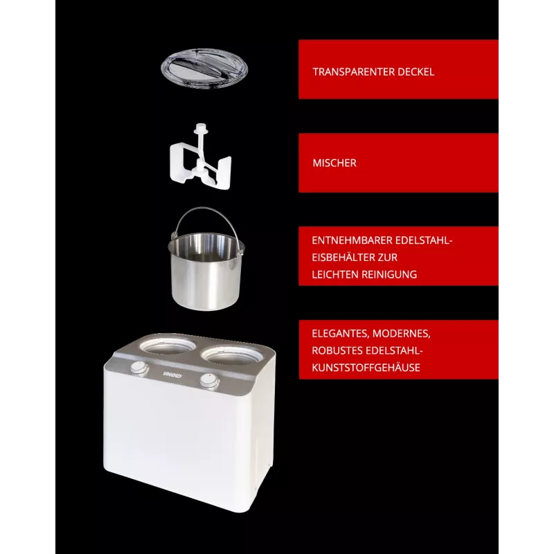 Unold 48830 Doppio saldējuma gatavošanas aparāts, balts