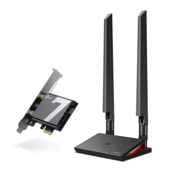TP-Link Archer BE9300 Wi-Fi 7 Bluetooth 5.4 PCIe adapter, iekšējais, bezvadu, PCI Express, WLAN/Bluetooth, 9300 Mbit/s, melns