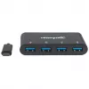 Manhattan HB30C4AB USB-C centrmezgls ar 4 USB-A portiem, 5 Gbps